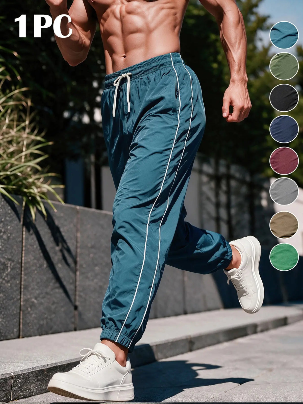 Men's Loose-Fit Casual Pants with Drawstring Waist, H-Type Silhouette, Long/regular Length, Ideal for Spring & Fall Outdoor Activities