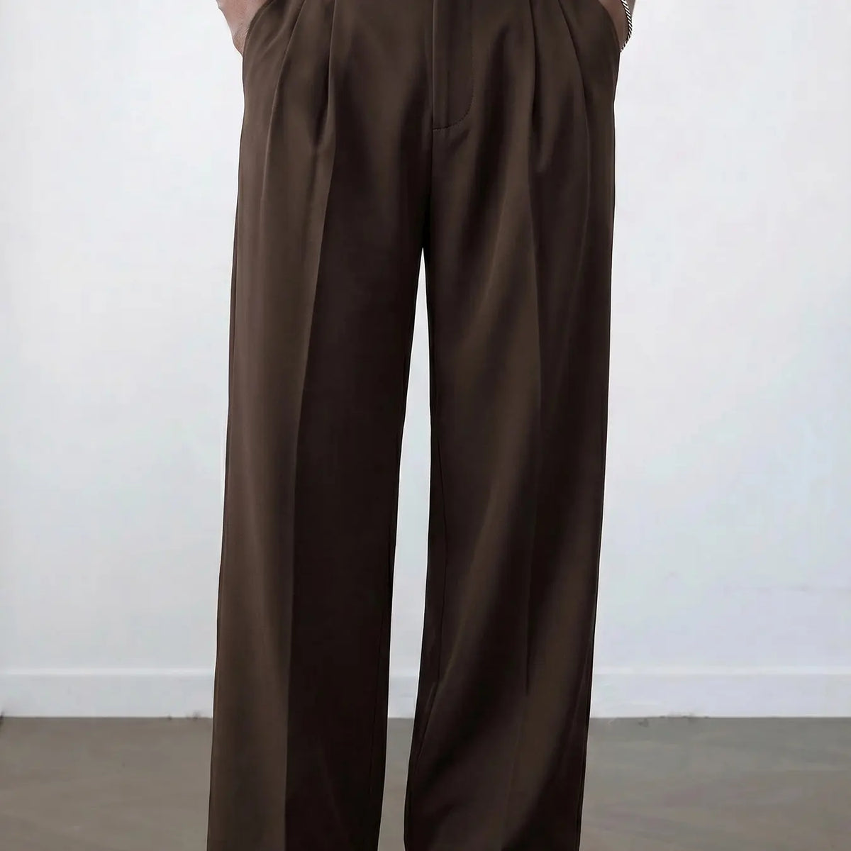 Men's Old Money Suit Pants, Classic Solid Color Elastic Waist Wide Straight Leg, Pleated Flat Front Business Trousers, Versatile for Work & Daily Formal Outfit, Spring Summer Fall