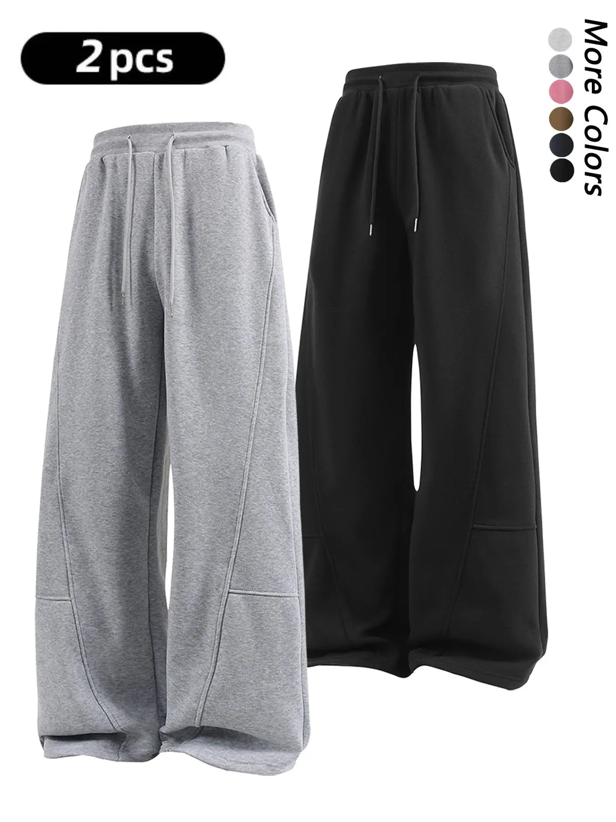 Men's Fleece-Lined Loose Wide-Leg Sweatpants, Y2K Street-Style Oversized Joggers, Casual Loungewear Pants, Casual Chic Trousers, Deconstructed Leisure Trousers, Athleisure Style Pants Suitable for Daily Wear & Street Fashion