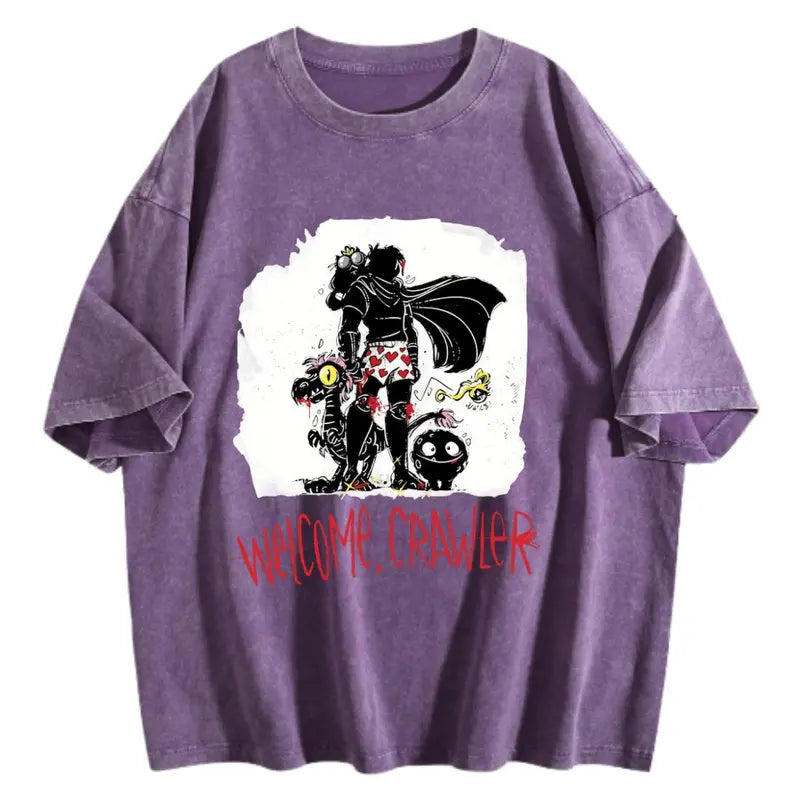 Dungeon Crawler Carl Printed Soft Cotton Men's Tshirt, Streetwear Sports Top with Gothic Creature Art, DCC Sci-Fi LitRPG Book Fan Gift for Halloween - Ideal for Family Shopping, Going Out