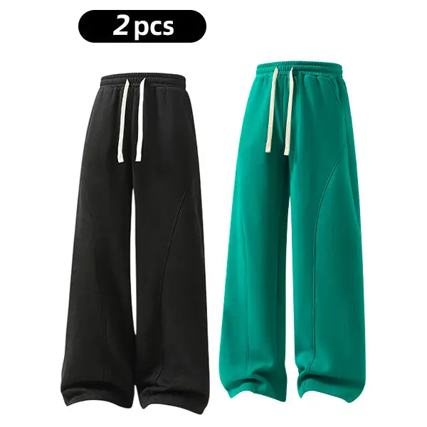 Men's Fleece Thermal Lined Sweatpants  Oversize Drawstring Waist Casual Loose Pants for Fall Winter School Season Daily Wear Stylish Menswear