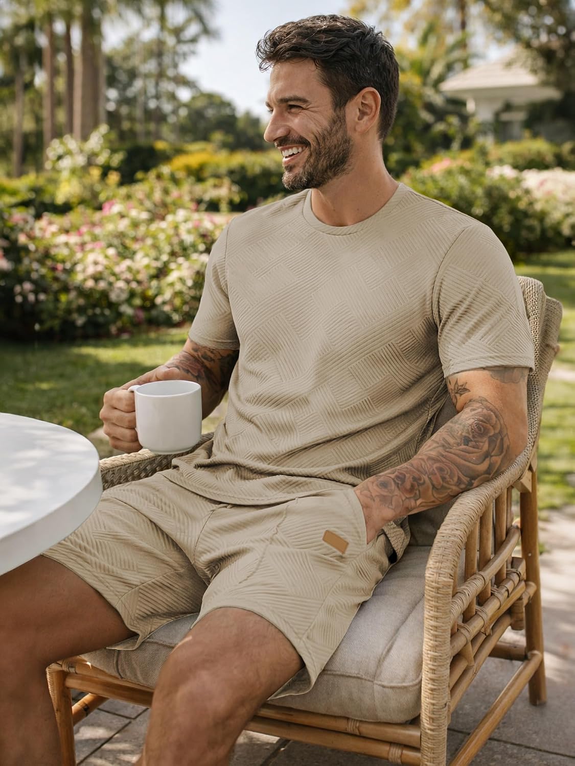 JMIERR Men's 2 Piece Outfit Anti-wrinkle T Shirts and Shorts Summer Beach Vacation Lounge Workout Pajamas Short Sleeve Sets