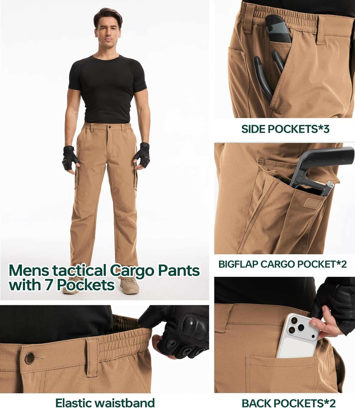 NATUVENIX Tactical Pants for Men Stretch Ripstop Cargo Waterproof Work