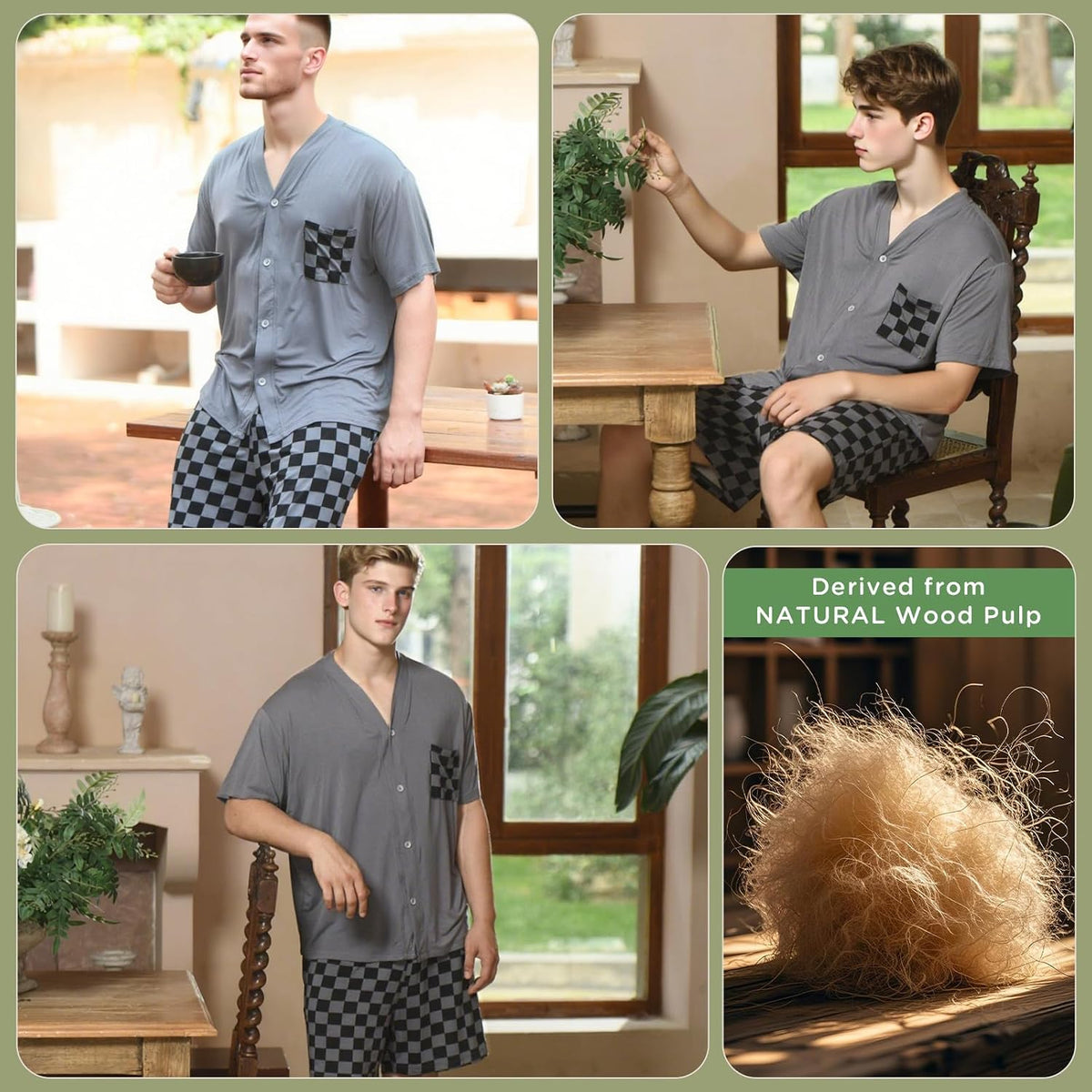 Donfri Modal Sleepwear Set for Men, Short Sleeve