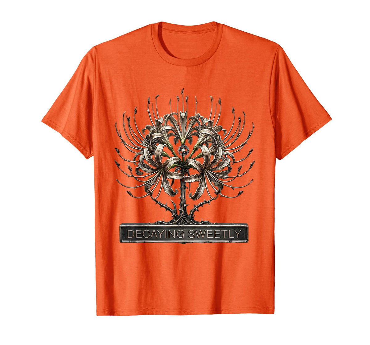 Men's Decaying Sweetly Gothic Y2K Grunge Alt Spider Lily Sigil T-Shirt