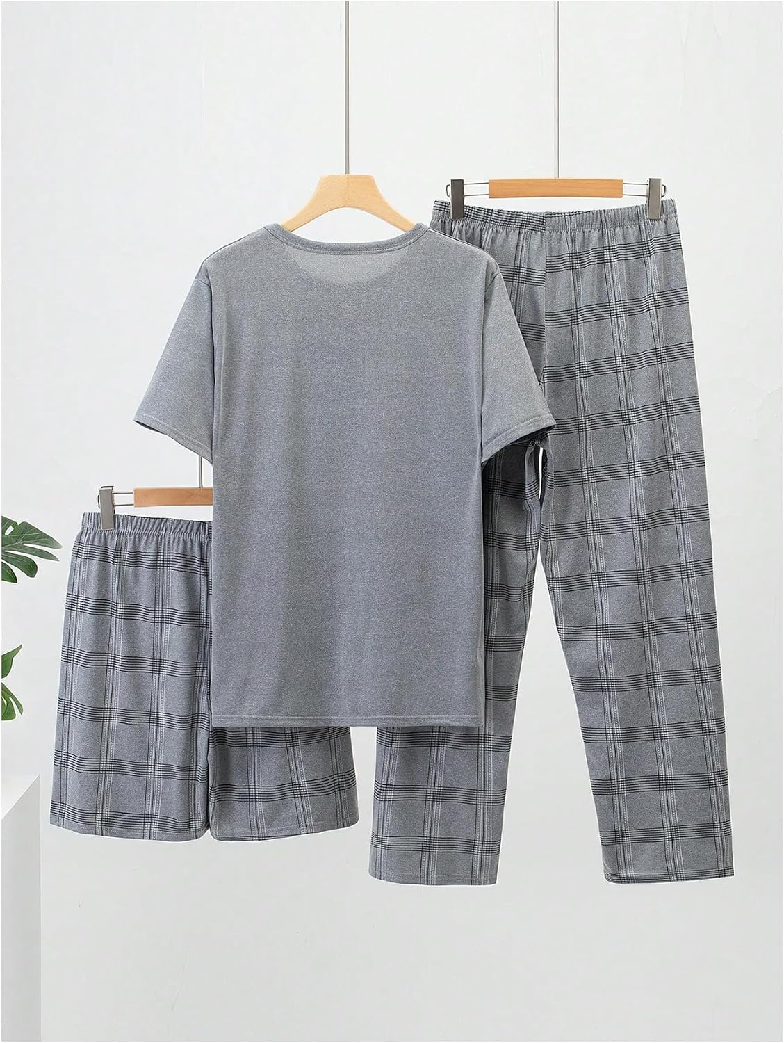 SOLY HUX Men's 3 Piece Lounge Set Plaid Pjs Pajamas Sleepwear