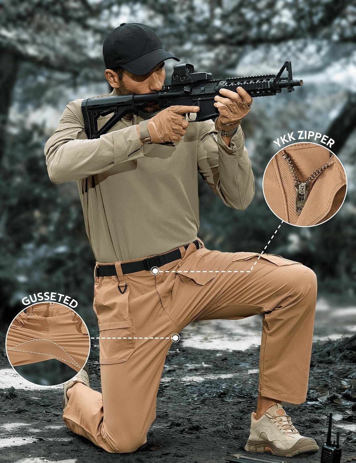 MOURCE Work Pants for Men Lightweight Cargo Work Pants Breathable 9 Pockets