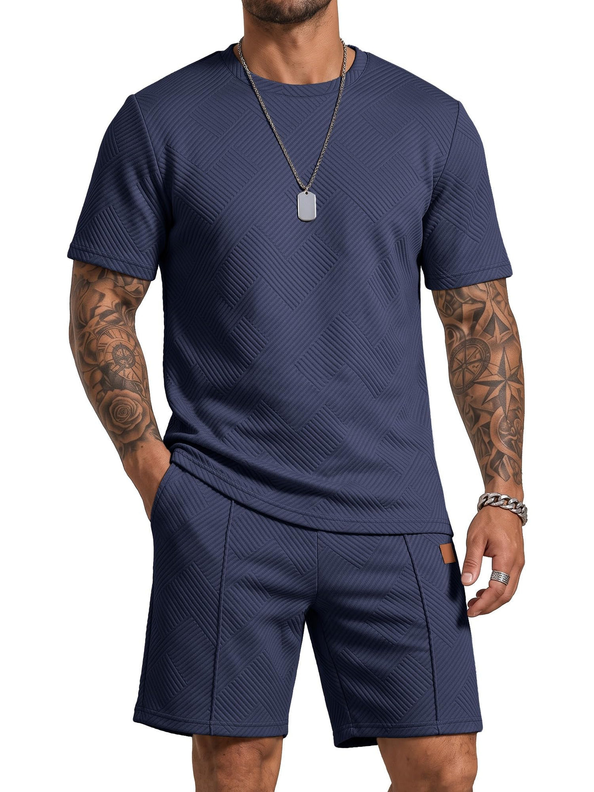 JMIERR Men's 2 Piece Outfit Anti-wrinkle T Shirts and Shorts Summer Beach Vacation Lounge Workout Pajamas Short Sleeve Sets