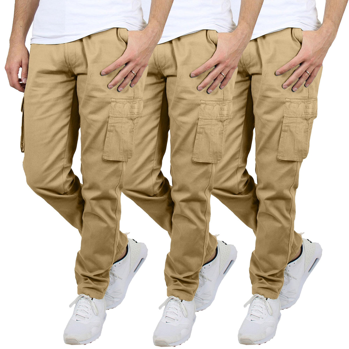 Cargo Pants for Men 3-Pack Flex Stretch Utility Trousers Durable Work Outdoor Wear Mens Cargo Pants 31 Inch Inseam