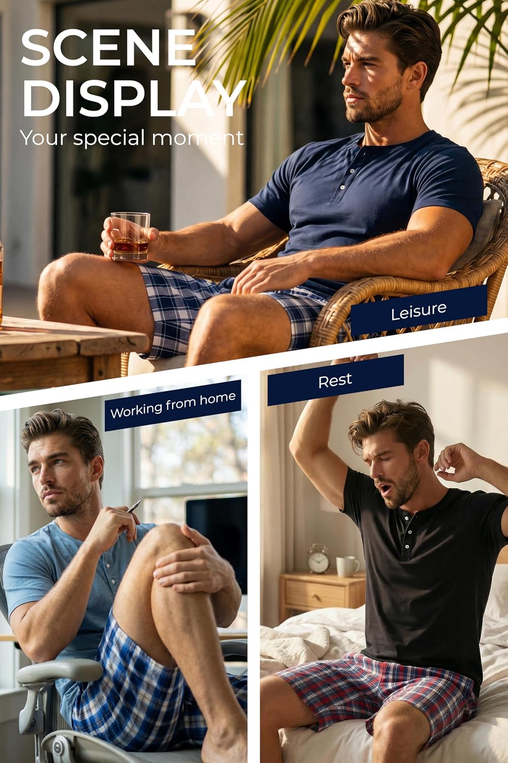 Vulcanodon Mens Pajama Set 100% Cotton Short Sleeve Sleepwear Soft Breathable Lounge Set Button Top with Pockets Cozy Pjs
