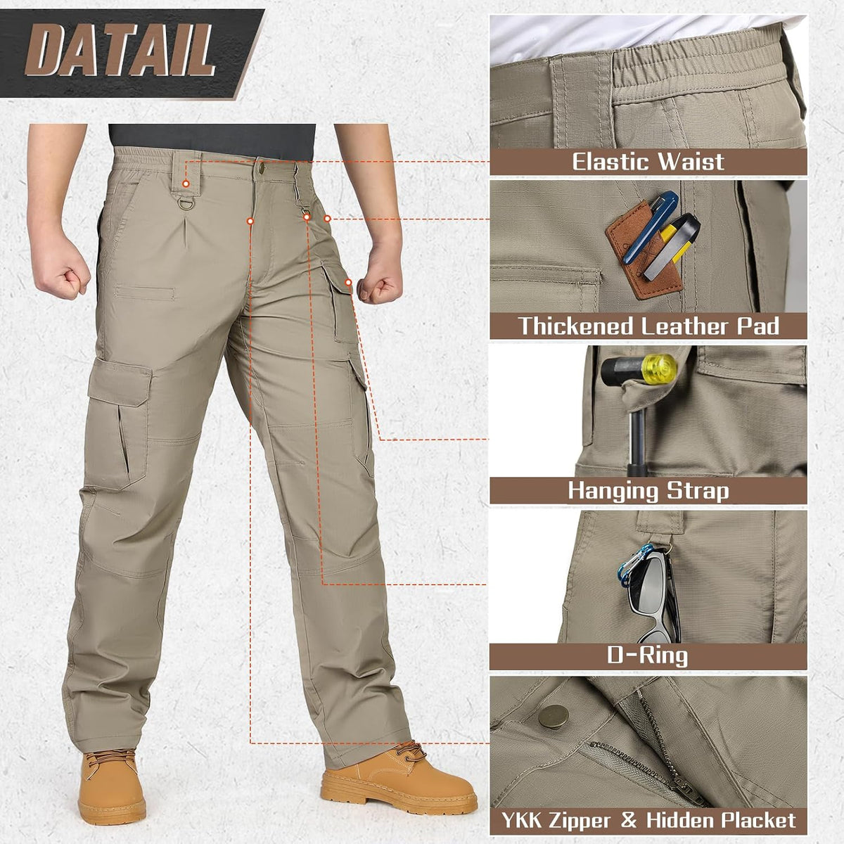 IGOLUMON Men's Ripstop Tactical Pants Stretch Cargo Work Hiking Pants