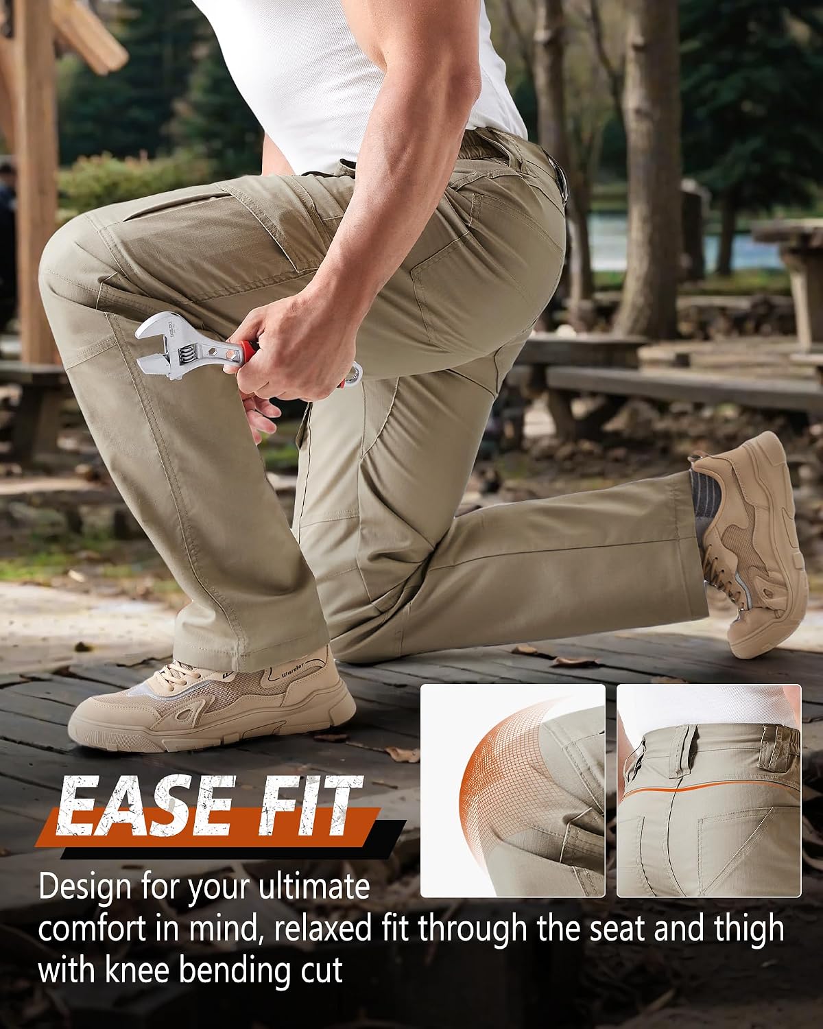 IGOLUMON Men's Tactical Work Pants Ripstop Cargo Pants 10 Pockets