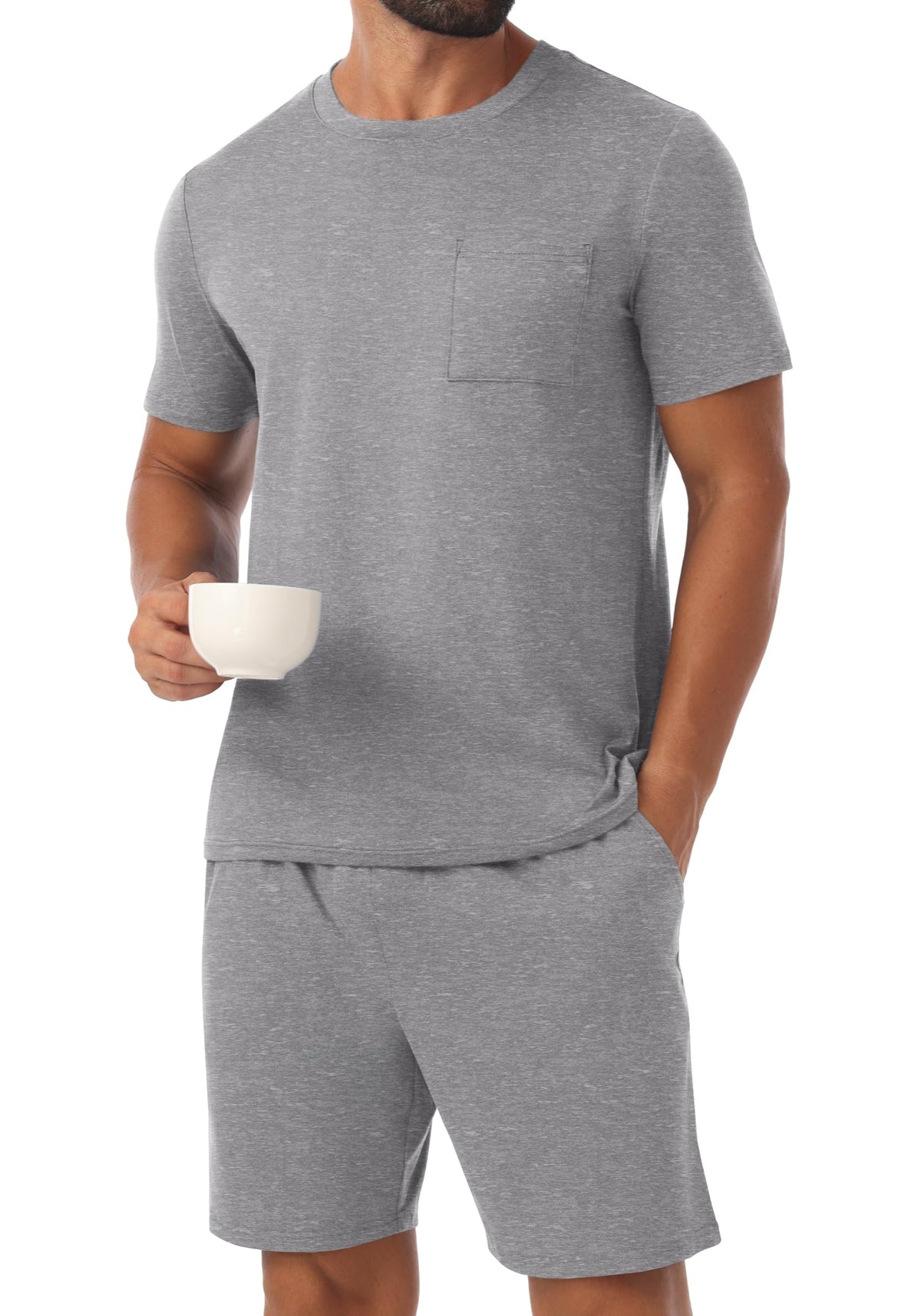 PrinStory Mens Pajamas Set Summer Short Sleeve Pjs Set S-3XL