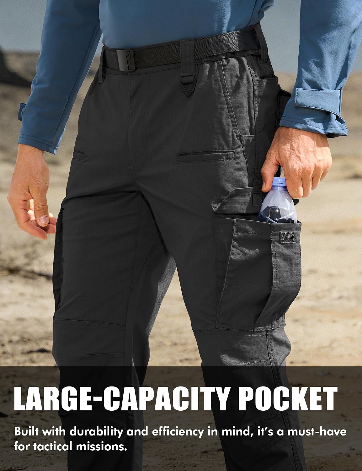 MOURCE Tactical Pants for Men Stretch Cargo Ripstop Waterproof Work Outdoor