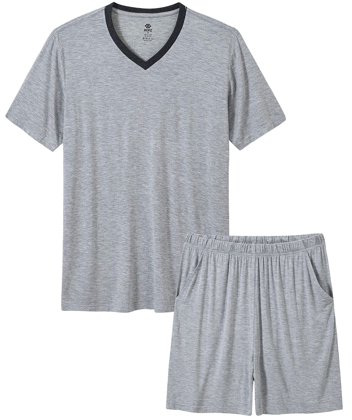MoFiz Mens Pajamas Set Short Sleeve PJ's Sleep Lounge Sleepwear Cool Pyjama Summer Sets Comfortable Lightweight