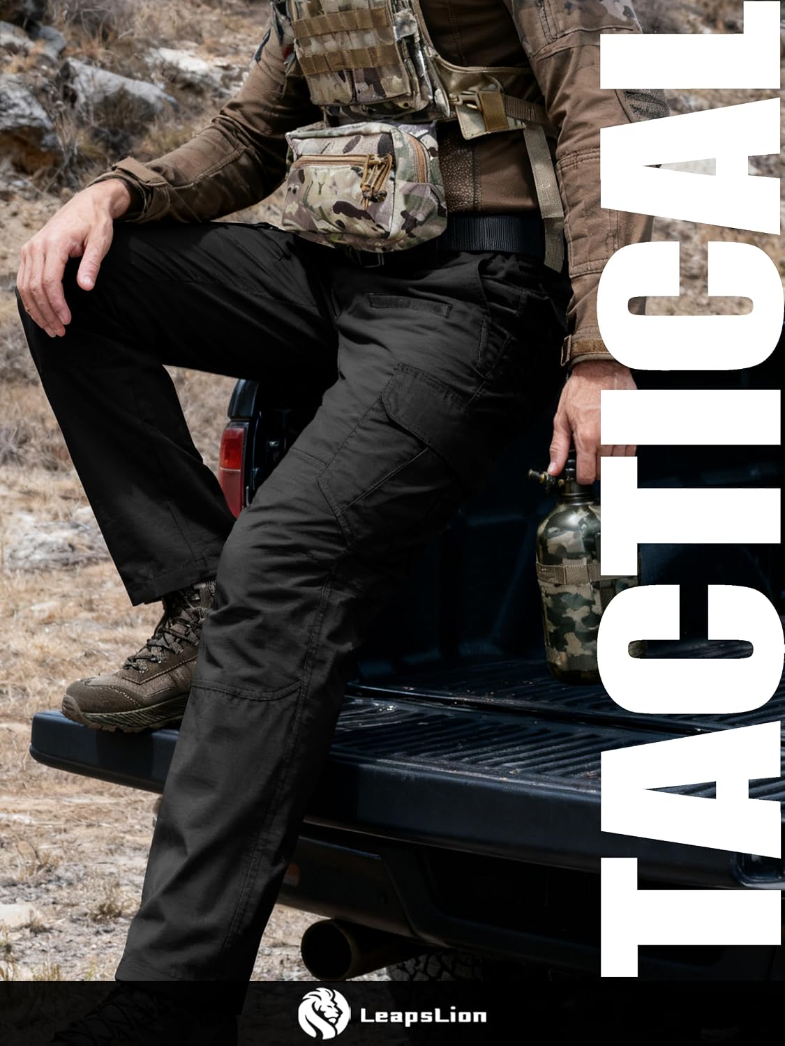 Men's Tactical Pants Water Resistant Ripstop Cargo Pants Outdoor Lightweight EDC Hiking Work Construction Pants