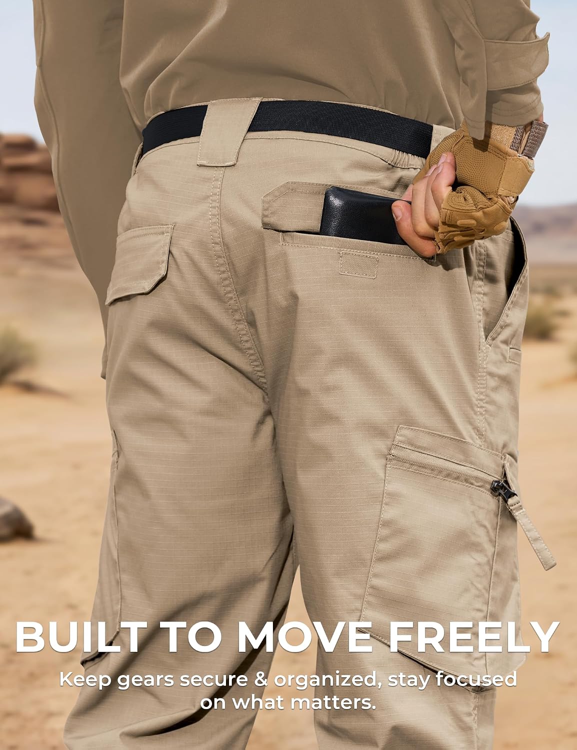 MOURCE Tactical Pants for Men Ripstop - EDC Work Cargo Pants 10 Pockets