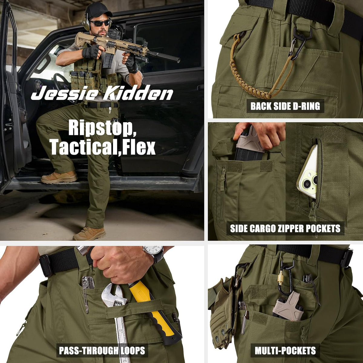 Mens Cargo Pants Tactical Cotton Flex Stretch BDU Outdoor Hiking Work Pants