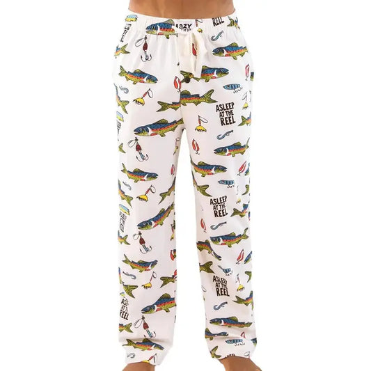 Funny Ocean Asleep at the Reel Pajama Pants for Men – Soft Cotton Lounge Pants, Fishing Themed Sleepwear Bottoms, Cozy Home Pajamas, Relaxed Fit Casual Lounge Wear