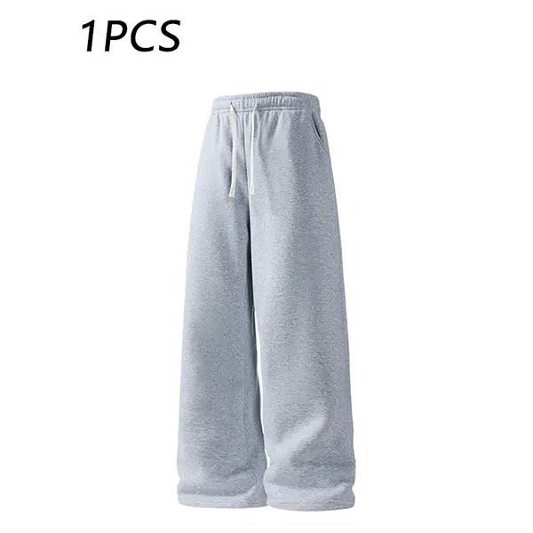 2-pack men’s casual straight sweatpants with adjustable drawstring elastic waistband, loose straight-leg design, skin-friendly comfortable fabric