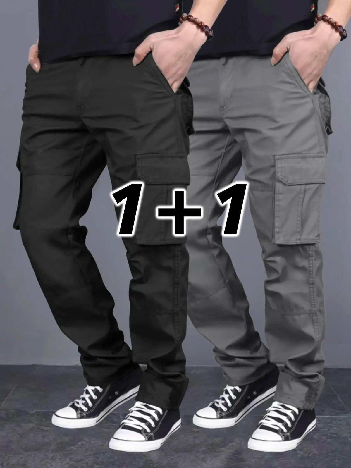 Men's Loose Solid Casual Slant Pocket Drawstring Waist Cargo Pants, Casual Street Style Straight Leg Trousers for Outdoor Hiking Fishing, Woven Bottoms for All Seasons Pants