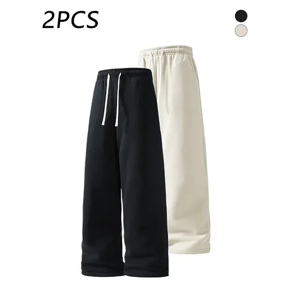 2-pack men’s casual straight sweatpants with adjustable drawstring elastic waistband, loose straight-leg design, skin-friendly comfortable fabric