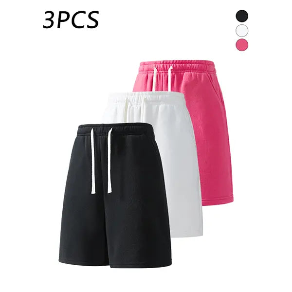 3-pack men’s summer casual shorts, elastic waistband, loose straight fit, comfortable breathable fabric