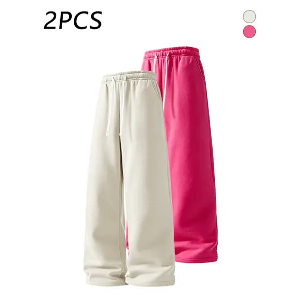 2-pack men’s casual straight sweatpants with adjustable drawstring elastic waistband, loose straight-leg design, skin-friendly comfortable fabric