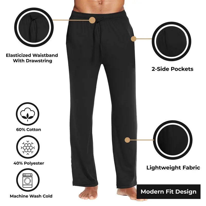 5-Pack Men's Loose Fit Classic Lounge Pants Soft Knit Pajama Polyester Trouser Pocket Men's wear Lounge wear