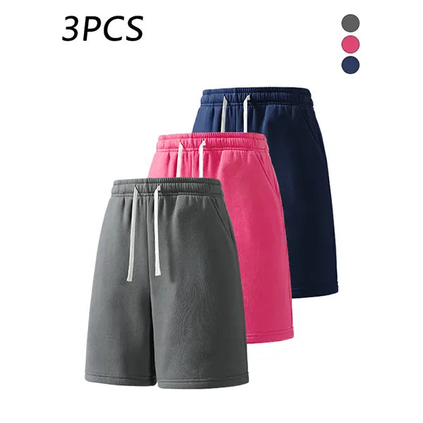 3-pack men’s summer casual shorts, elastic waistband, loose straight fit, comfortable breathable fabric