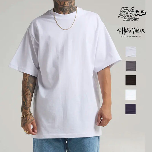 SHAKAWEAR Men's Max Heavyweight Short Sleeve T Shirts Shaka Wear Plain Crewneck T Shirt Heavyweight Casual Cotton Tee Hip Hop Harem Basic