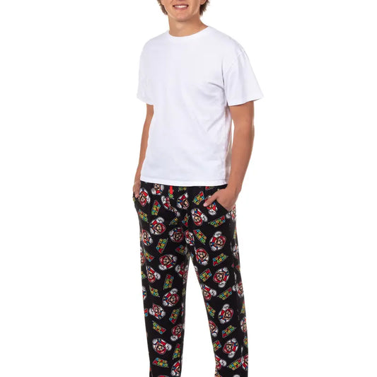 Super Mario Pajamas Men's Mario All Over Print Lounge Pajama Pants
