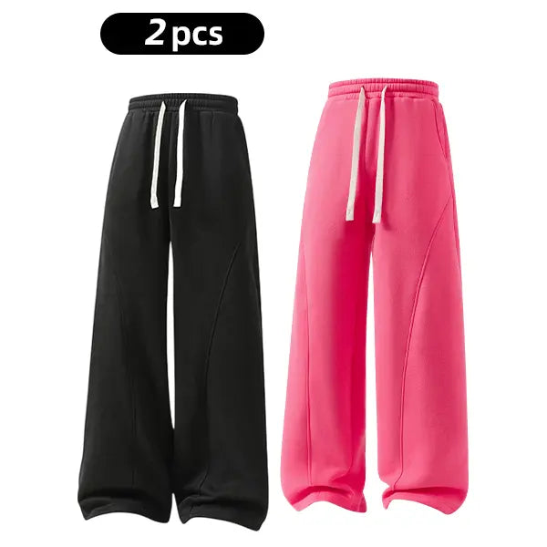 Men's Fleece Thermal Lined Sweatpants  Oversize Drawstring Waist Casual Loose Pants for Fall Winter School Season Daily Wear Stylish Menswear
