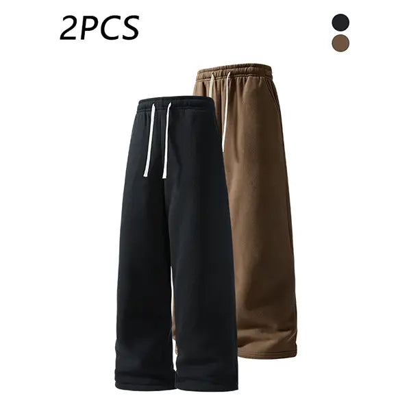 2-pack men’s casual straight sweatpants with adjustable drawstring elastic waistband, loose straight-leg design, skin-friendly comfortable fabric
