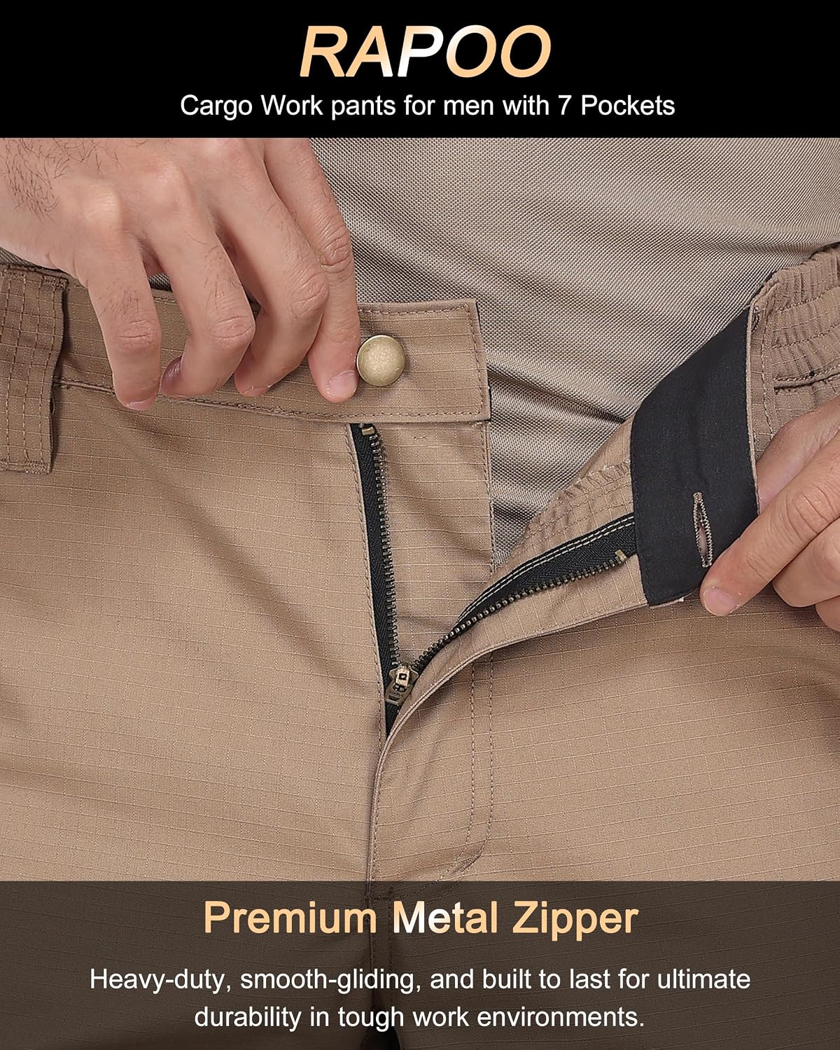 Mens Cargo Pants Ripstop Breathable Tactical Hiking Pants with 7 Pockets