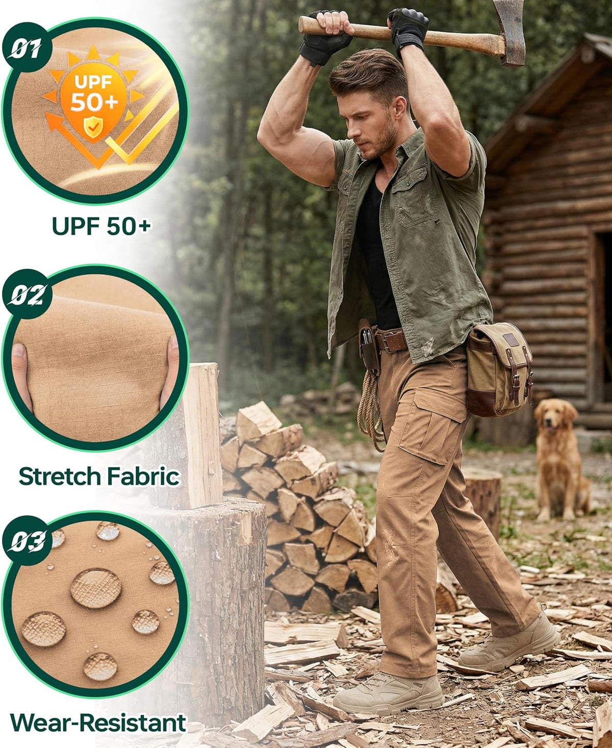 NATUVENIX Tactical Pants for Men Stretch Ripstop Cargo Waterproof Work