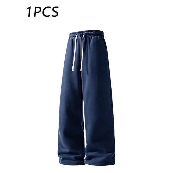 2-pack men’s casual straight sweatpants with adjustable drawstring elastic waistband, loose straight-leg design, skin-friendly comfortable fabric