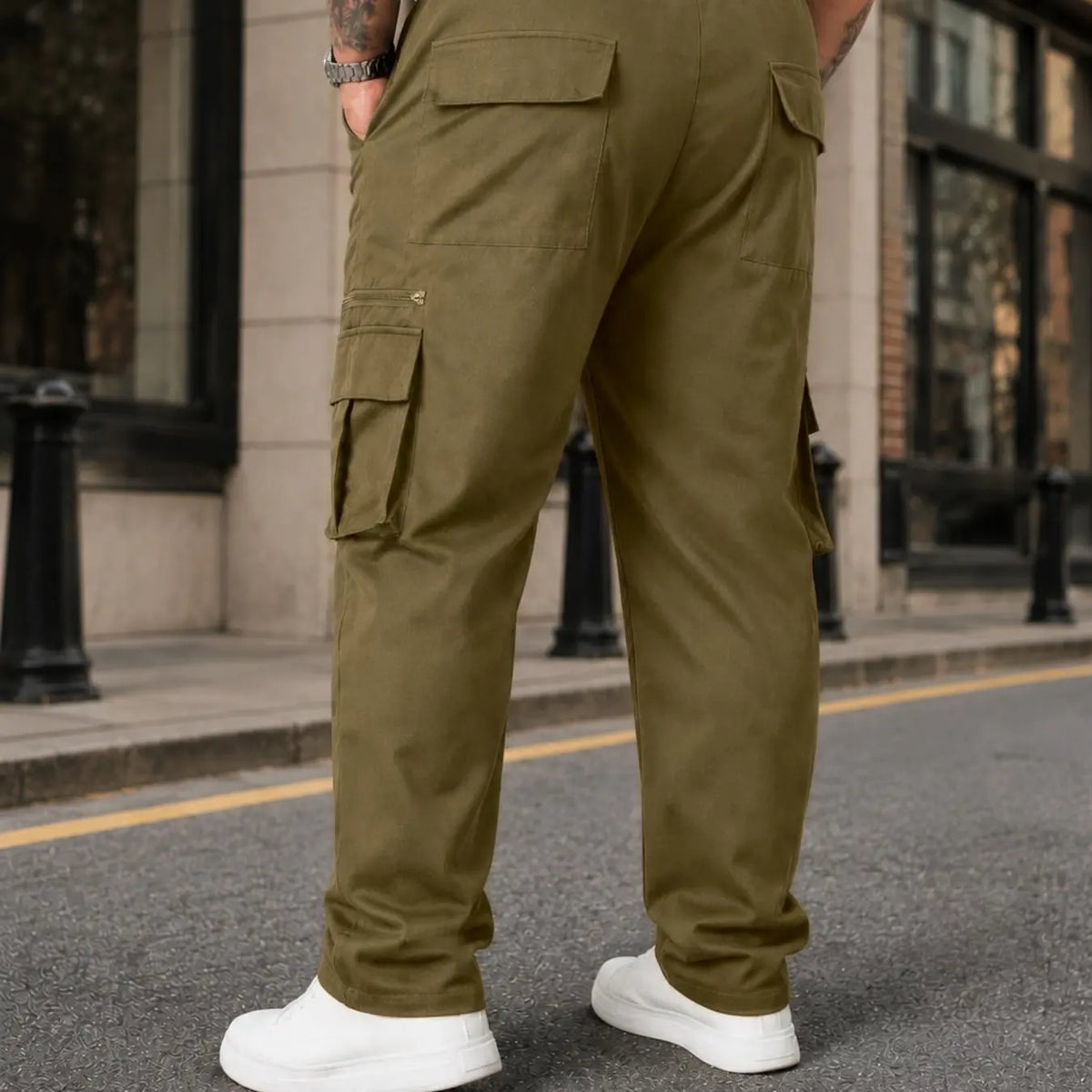 Men's Plus Size Casual Straight Leg Cargo Trouser Pants with Multiple Pockets, Comfortable & Durable for Daily Wear & Outdoor Activities Multi Pocket Trousers