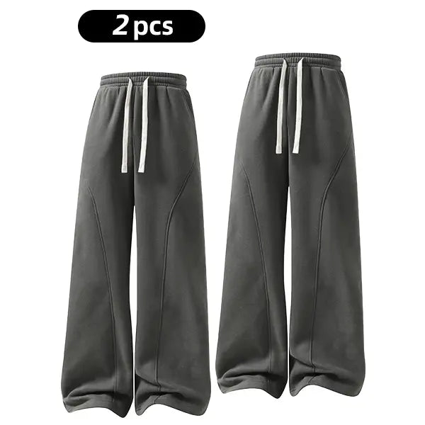 Men's Fleece Thermal Lined Sweatpants  Oversize Drawstring Waist Casual Loose Pants for Fall Winter School Season Daily Wear Stylish Menswear