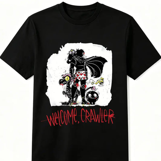 Dungeon Crawler Carl Printed Soft Cotton Men's Tshirt, Streetwear Sports Top with Gothic Creature Art, DCC Sci-Fi LitRPG Book Fan Gift for Halloween - Ideal for Family Shopping, Going Out