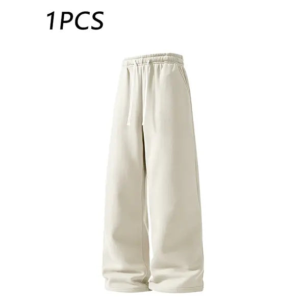 2-pack men’s casual straight sweatpants with adjustable drawstring elastic waistband, loose straight-leg design, skin-friendly comfortable fabric