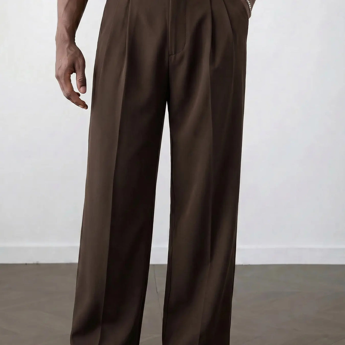 Men's Old Money Suit Pants, Classic Solid Color Elastic Waist Wide Straight Leg, Pleated Flat Front Business Trousers, Versatile for Work & Daily Formal Outfit, Spring Summer Fall