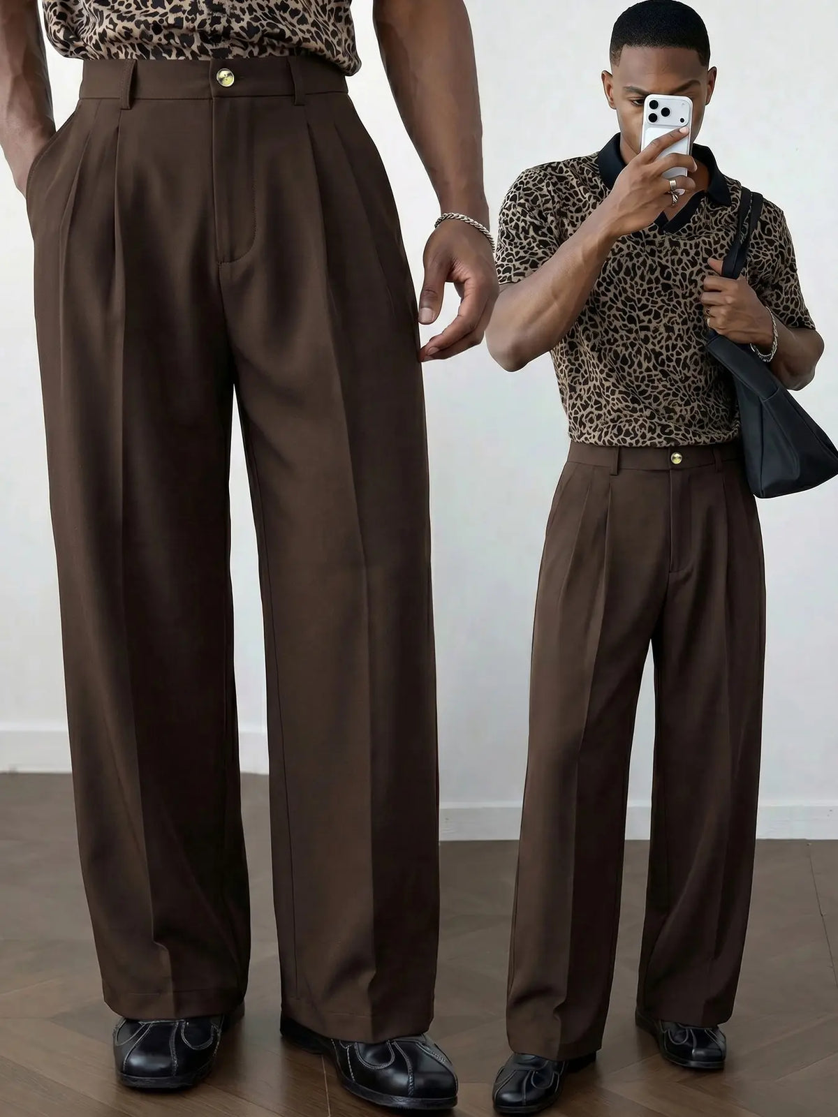 Men's Old Money Suit Pants, Classic Solid Color Elastic Waist Wide Straight Leg, Pleated Flat Front Business Trousers, Versatile for Work & Daily Formal Outfit, Spring Summer Fall