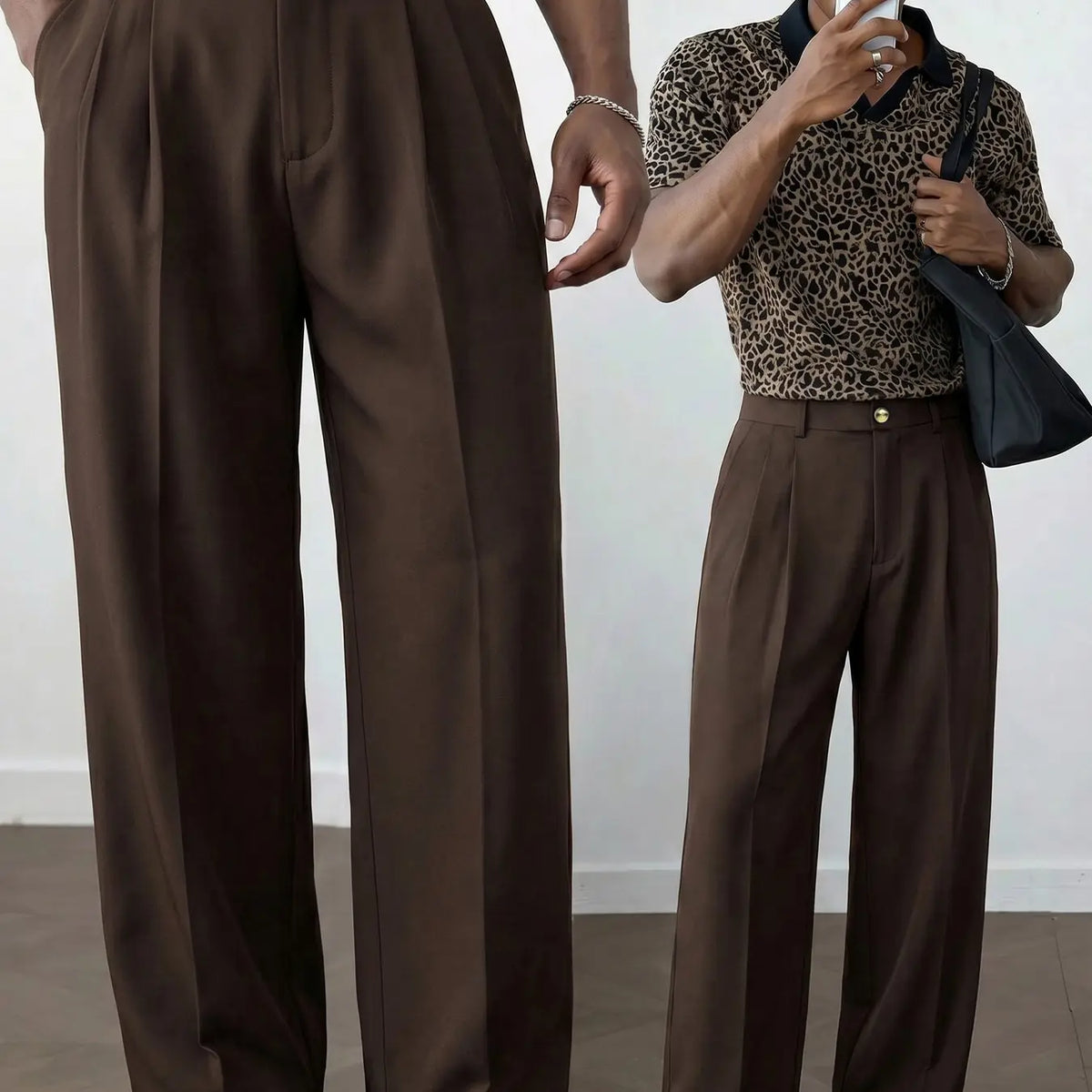 Men's Old Money Suit Pants, Classic Solid Color Elastic Waist Wide Straight Leg, Pleated Flat Front Business Trousers, Versatile for Work & Daily Formal Outfit, Spring Summer Fall