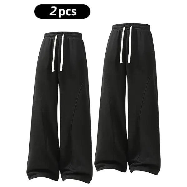 Men's Fleece Thermal Lined Sweatpants  Oversize Drawstring Waist Casual Loose Pants for Fall Winter School Season Daily Wear Stylish Menswear