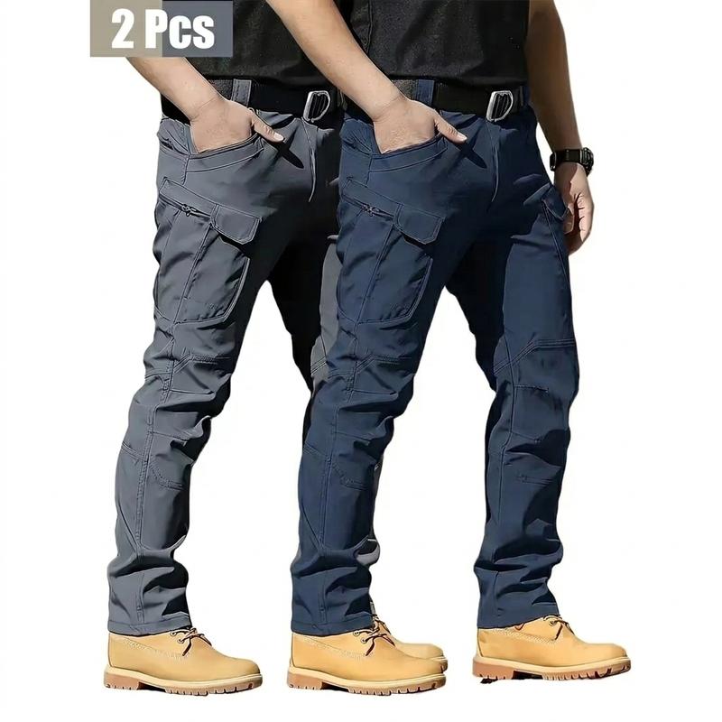 2PCS Men’s Tactical Pants – Stretch Waterproof Fabric, Durable Cargo Pants for Hiking, Casual Wear & Work, Multiple Pockets (No Belt)
