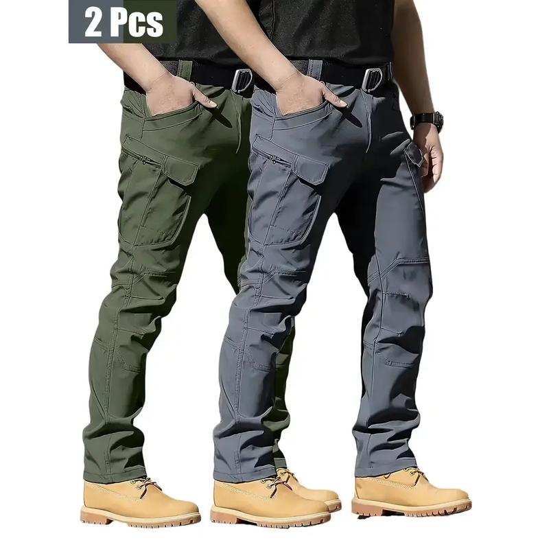 2PCS Men’s Tactical Pants – Stretch Waterproof Fabric, Durable Cargo Pants for Hiking, Casual Wear & Work, Multiple Pockets (No Belt)