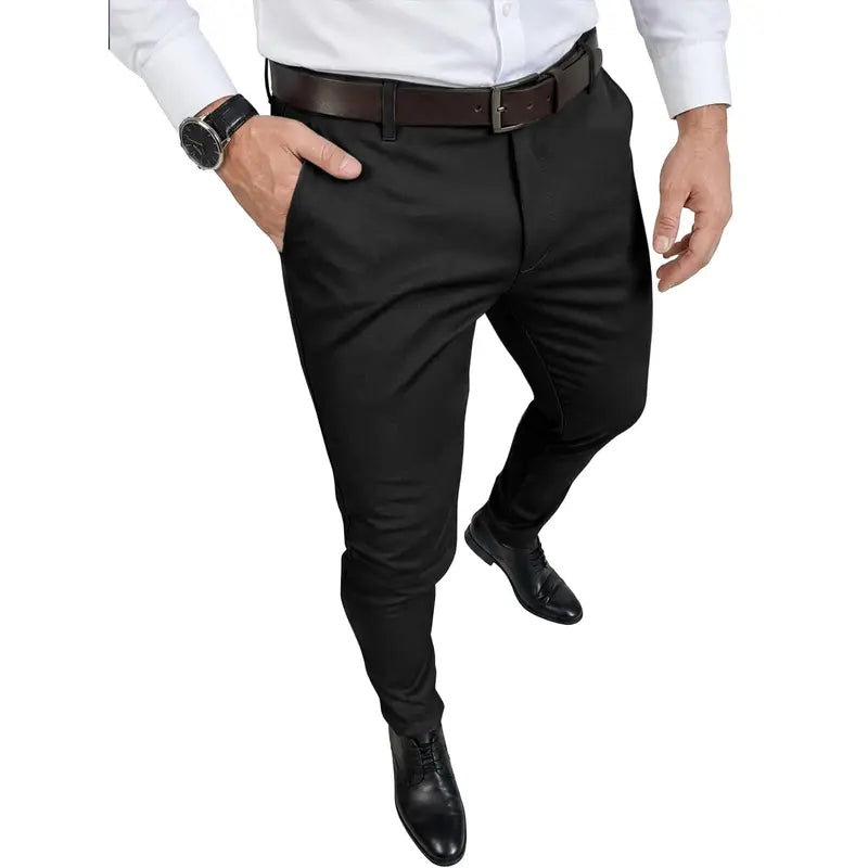 Runcati Mens Slim Fit Dress Pants Stretch Skinny Slacks Casual Tapered Chinos Work Pant Trousers suit trousers