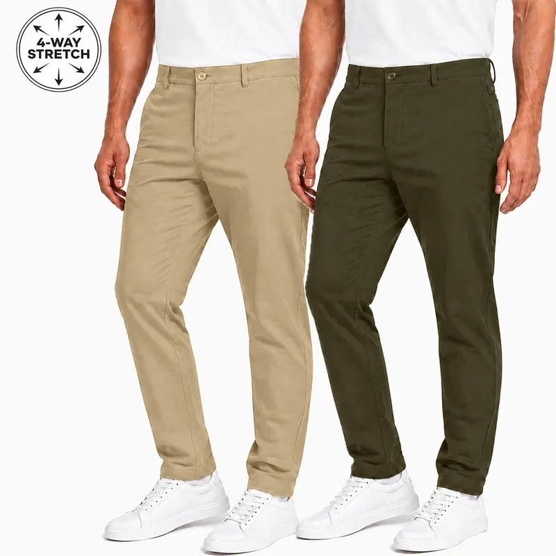 Men's 2-Pack Super Stretch Slim Fit Everyday Chino Pants