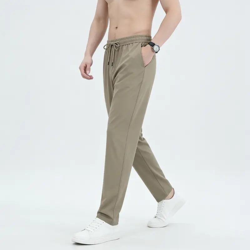 Men's 3-Pack Ice Silk Cooling Pants - Menswear, Classic, Stretch, Thin, Breathable, Wrinkle-Resistant, Quick-Dry Straight-Leg Casual Pants for Daily & Outdoor Occasions
